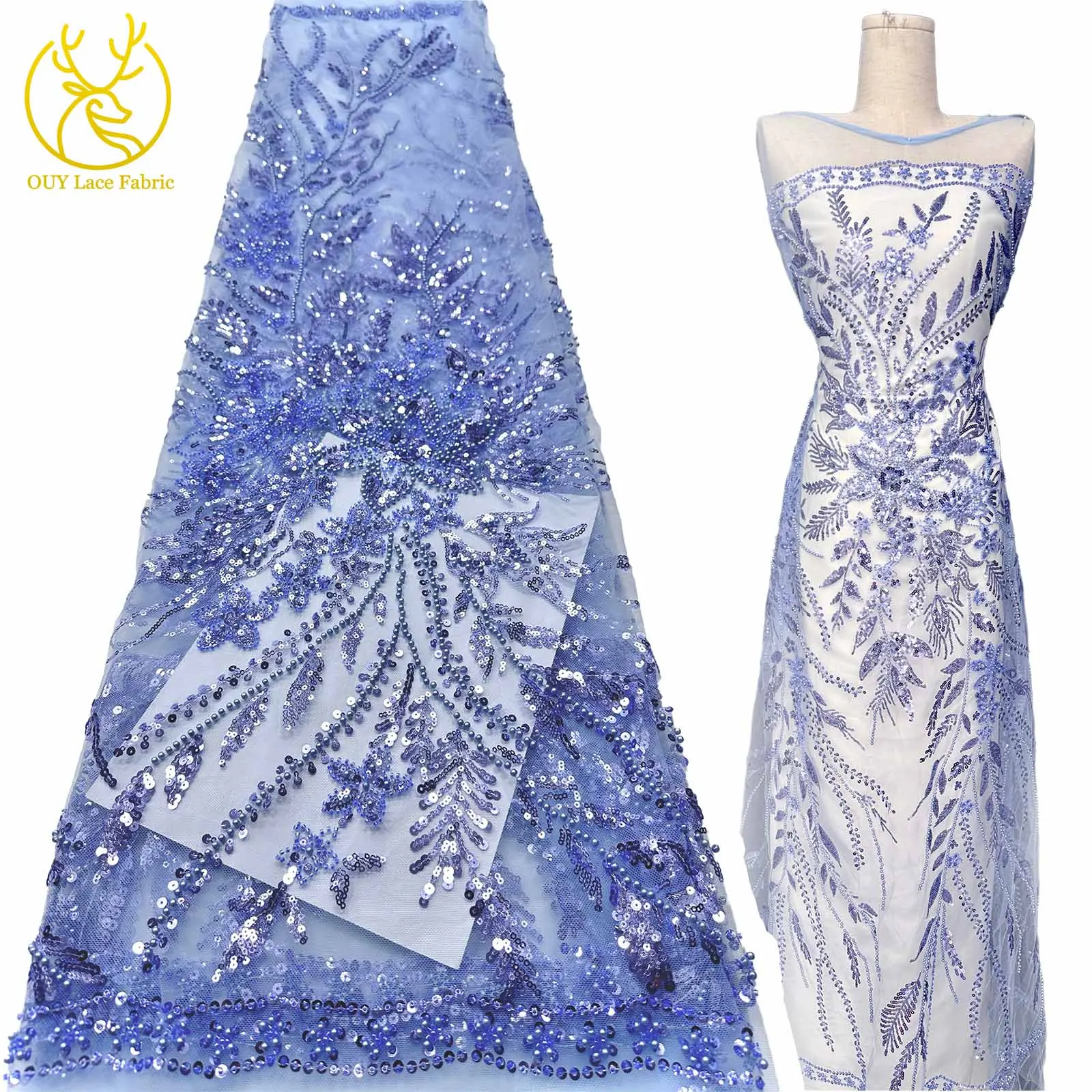 African Lace Fabric 2025 Embroidery Groom Nigerian Bridal High Quality French Sequins Tulle Lace Fabric For Wedding Party Sewing
African Lace Fabric 2025 Embroidery Groom Nigerian Bridal High Quality French Sequins Tulle Lace Fabric For Wedding Party Sewing