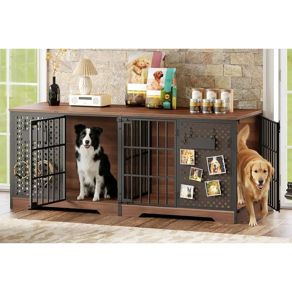 Heavy-Duty 71 Dog Crate for 2 Large Dogs, Removable Divider, Name Tags, Walnut & Black Indoor Kennel
Heavy-Duty 71 Dog Crate for 2 Large Dogs, Removable Divider, Name Tags, Walnut & Black Indoor Kennel