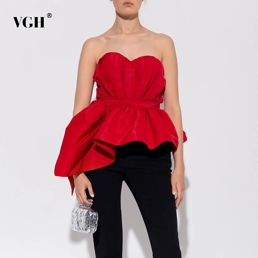 VGH Sexy Red Color Spliced Folds Tank Top for Women Sweatheart Neck Sleeveless Patchowrk Zipper Irregular Hem Vest Female Summer
VGH Sexy Red Color Spliced Folds Tank Top for Women Sweatheart Neck Sleeveless Patchowrk Zipper Irregular Hem Vest Female Summer