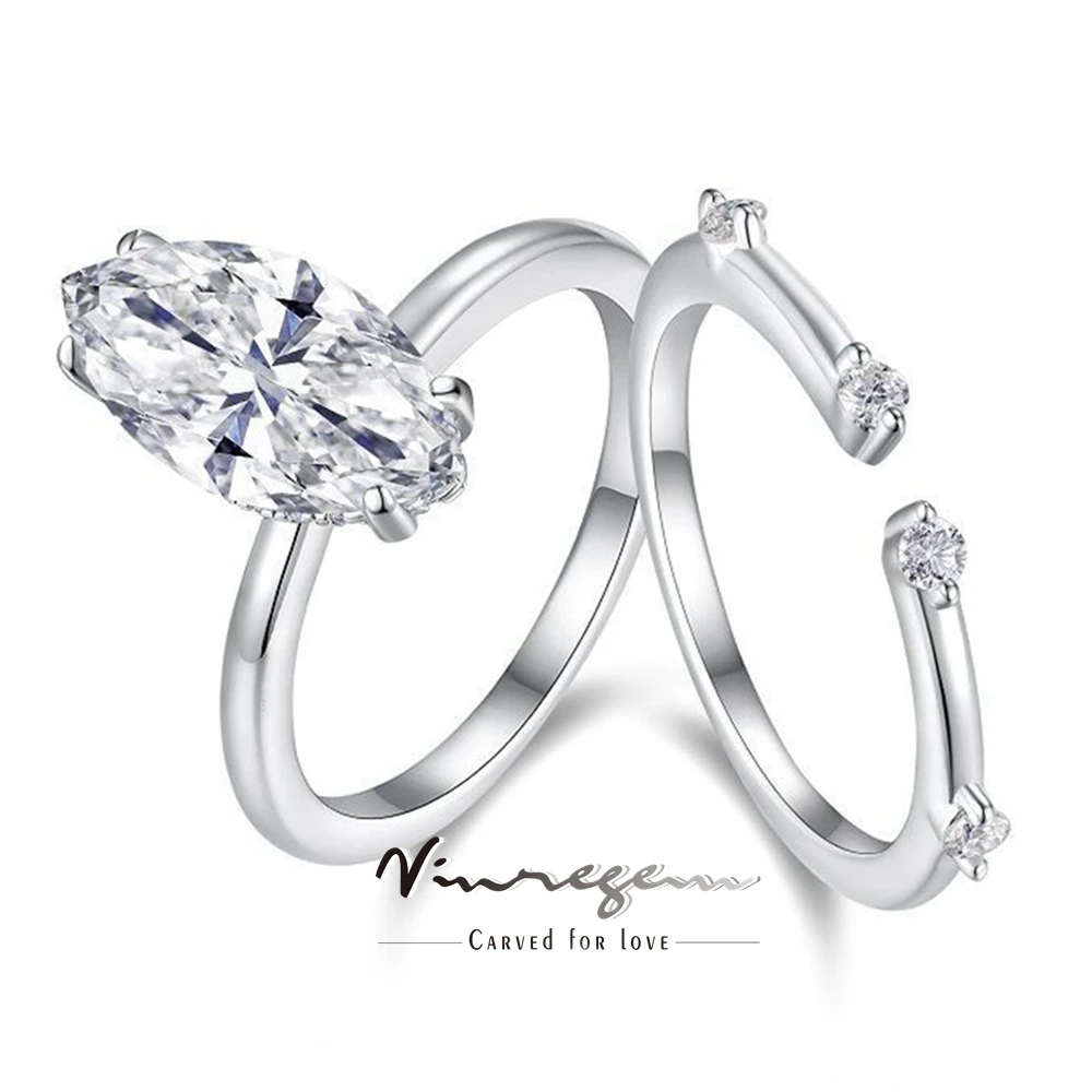 Vinregem 3EX VVS1 D 7*14MM Marquise Cut Real Moissanite Diamonds Gems Ring Sets 925 Sterling Silver Engagement Fine Jewelry 2Pcs
Vinregem 3EX VVS1 D 7*14MM Marquise Cut Real Moissanite Diamonds Gems Ring Sets 925 Sterling Silver Engagement Fine Jewelry 2Pcs