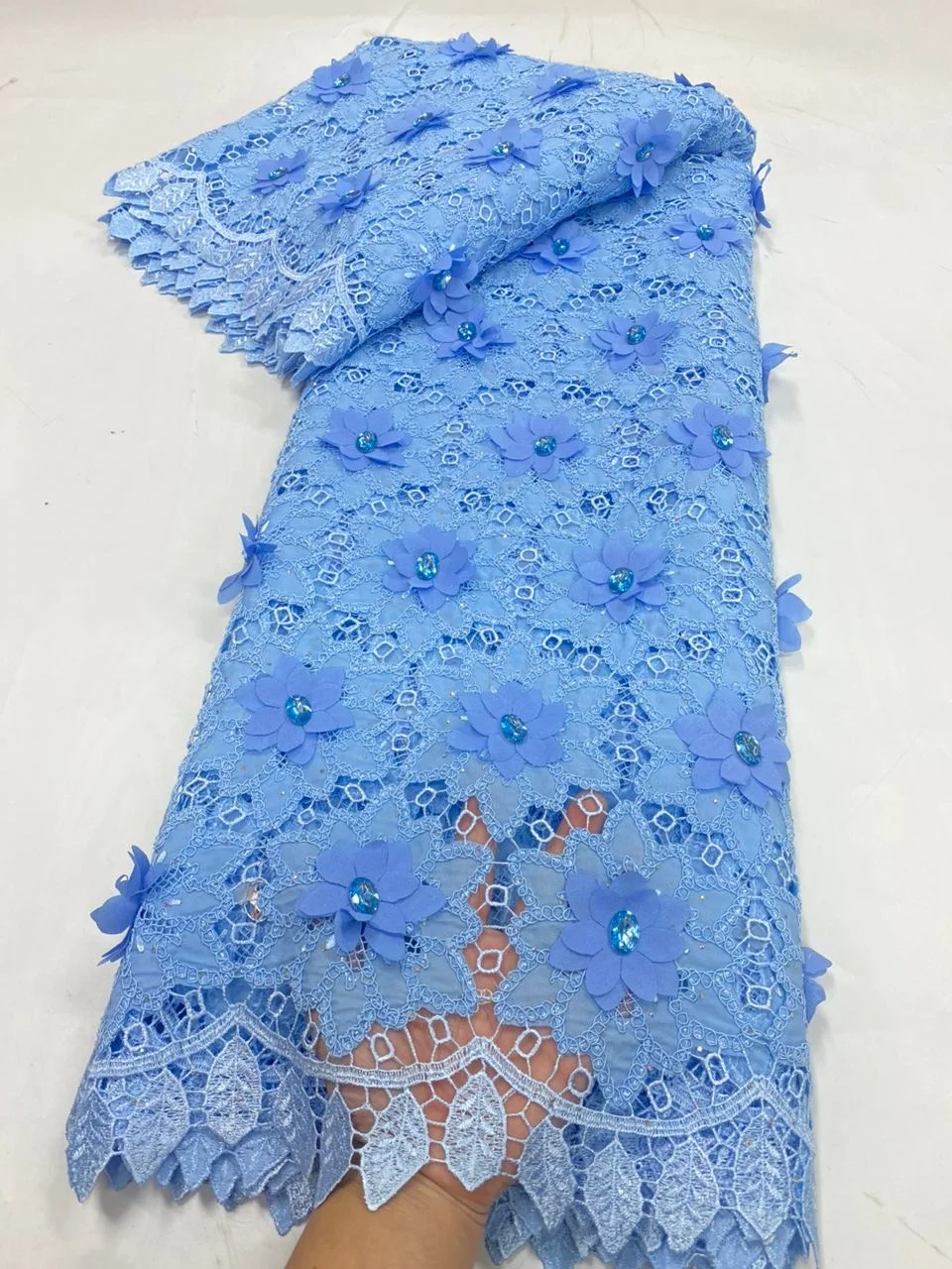Sky Blue 3D Beaded African Lace Fabric High Quality 2026 Nigerian Chiffon Lace Embroidery Net Lace Tulle Lace For Wedding G154-1
Sky Blue 3D Beaded African Lace Fabric High Quality 2026 Nigerian Chiffon Lace Embroidery Net Lace Tulle Lace For Wedding G154-1