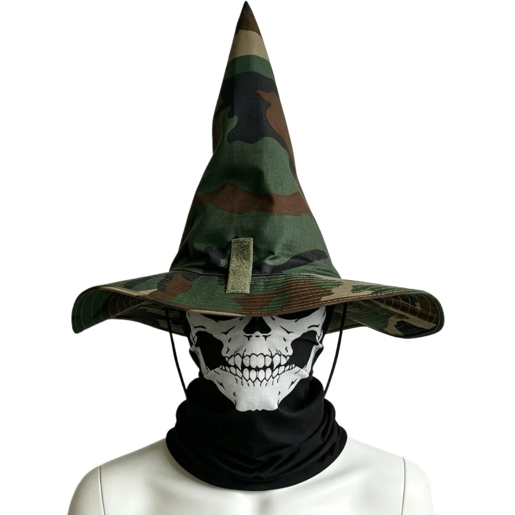 Unisex Camo Tactical Witch Hat, Large Brim Sun Hat + Free Skull Neck Gaiter, Ideal for Airsoft CS Hunting Halloween Cosplay
Unisex Camo Tactical Witch Hat, Large Brim Sun Hat + Free Skull Neck Gaiter, Ideal for Airsoft CS Hunting Halloween Cosplay