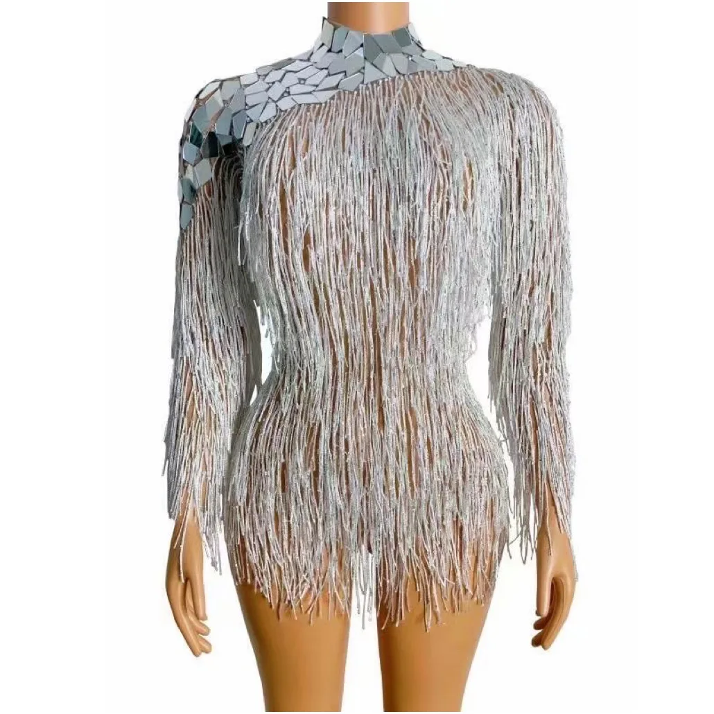 Silver Shining Mirror Sequins Backless Tassel Sexy Bodysuits For Women Nightclub Party Clothing Bar Prom Stage Costumes
Silver Shining Mirror Sequins Backless Tassel Sexy Bodysuits For Women Nightclub Party Clothing Bar Prom Stage Costumes