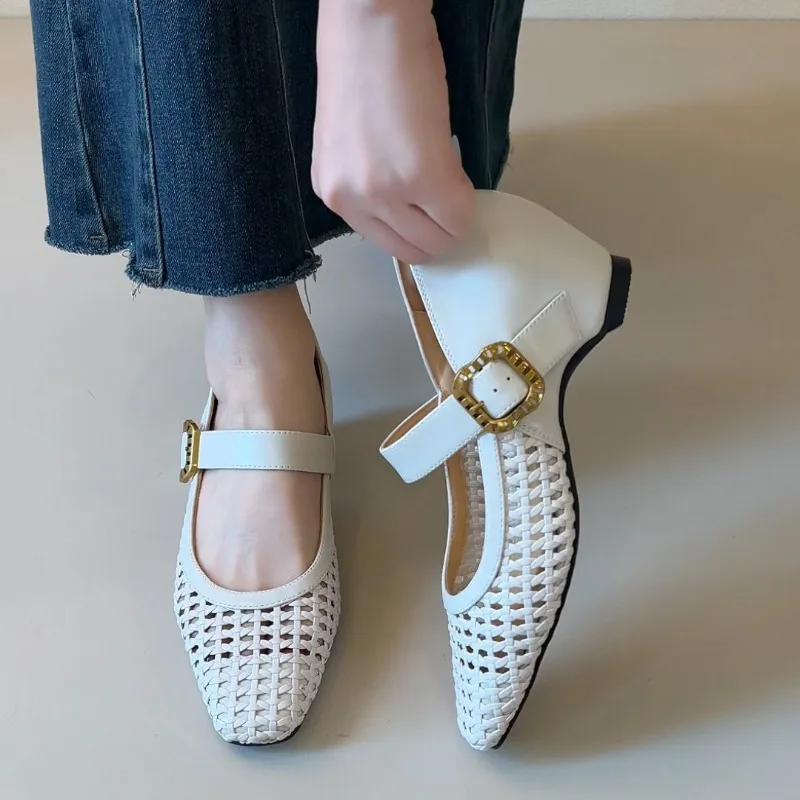 Fashion Retro Woven Hollowed-out Mary Jane Shoes for Women Square Head Mesh Breathable Banquet Woman's Shoes Sandalias De Mujer
Fashion Retro Woven Hollowed-out Mary Jane Shoes for Women Square Head Mesh Breathable Banquet Woman's Shoes Sandalias De Mujer