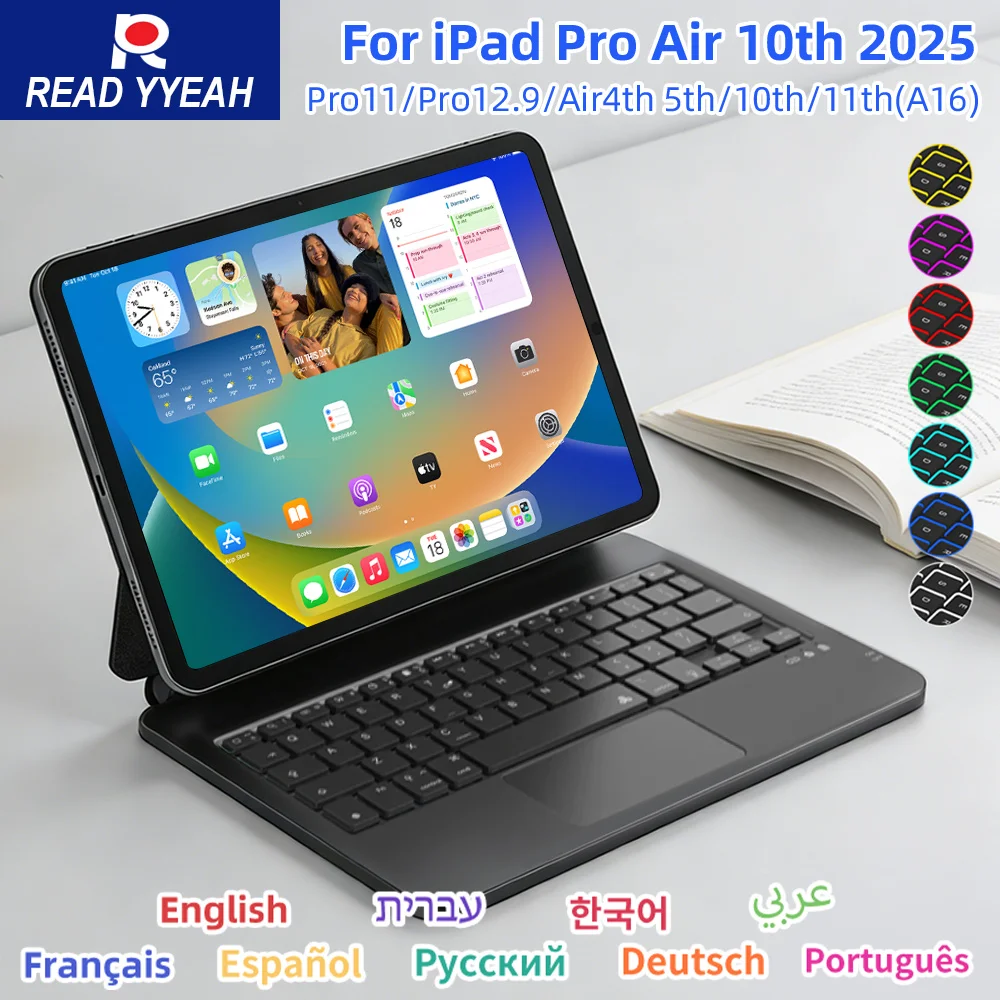 Магнитная смарт-клавиатура Magic Keyboard для iPad A16 11-го поколения 2025 года, чехол-клавиатура с подсветкой для iPad 10-го поколения, Pro 11, 12.9, 13, M2, M3, Air 4, 5, 6
Магнитная смарт-клавиатура Magic Keyboard для iPad A16 11-го поколения 2025 года, чехол-клавиатура с подсветкой для iPad 10-го поколения, Pro 11, 12.9, 13, M2, M3, Air 4, 5, 6