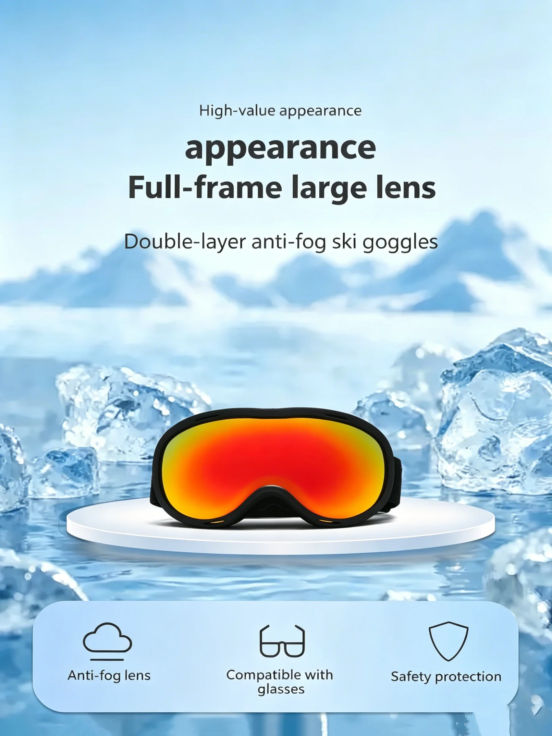 Unisex Ski Goggles, Anti-Fog Goggles, Can Be Worn over Prescription Glasses, Snow Mountaineering Equipment, Outdoor Snowboard and Ski Goggles for Men and Women
Unisex Ski Goggles, Anti-Fog Goggles, Can Be Worn over Prescription Glasses, Snow Mountaineering Equipment, Outdoor Snowboard and Ski Goggles for Men and Women