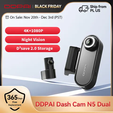 DDPAI Dash Cam N5 Dual Front and Rear 4K Ultra HD Resolution Dash Camera NightVIS ADAS GPS Auto record