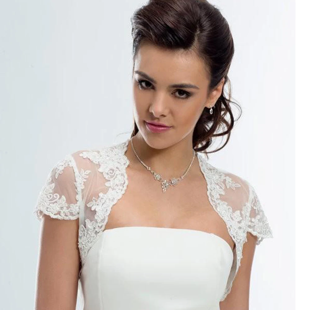 Lace Wedding Bolero Bridal Jacket Cap Sleeves Wedding Accessories Customized
Lace Wedding Bolero Bridal Jacket Cap Sleeves Wedding Accessories Customized