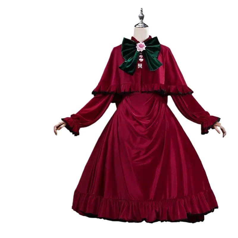 Anime Rozen Maiden Shin Ku Cosplay Costume Red Velvet Lolita Dress Hat Headwear Halloween Xmas Party Outfits for Women Girls 
Anime Rozen Maiden Shin Ku Cosplay Costume Red Velvet Lolita Dress Hat Headwear Halloween Xmas Party Outfits for Women Girls