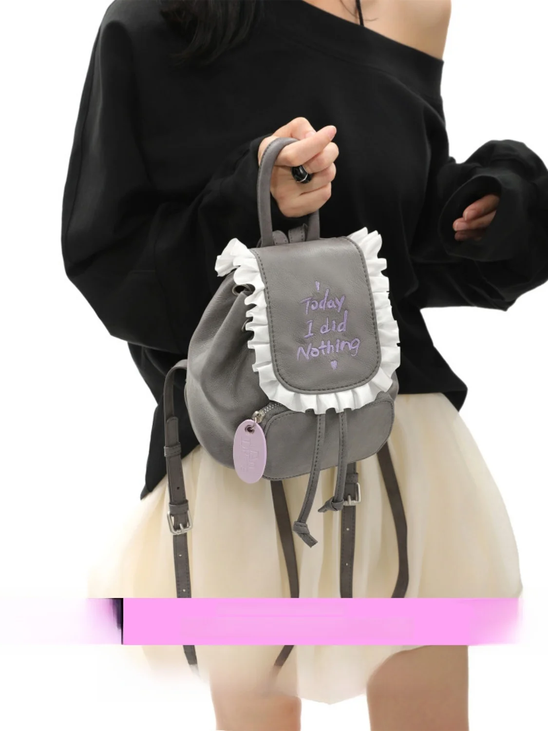 Lace Trim Small Backpack Women's Castle Grey Modern Neutral Style Dual Strap Drawstring Closure Lightweight Waterproof
Lace Trim Small Backpack Women's Castle Grey Modern Neutral Style Dual Strap Drawstring Closure Lightweight Waterproof
