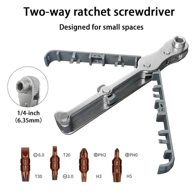 Bidirectional Forward and Reverse Ratchet Screwdriver Elbow Flat Head Wrench Cross Screwdriver Slotted Tool New Multifunctional
Bidirectional Forward and Reverse Ratchet Screwdriver Elbow Flat Head Wrench Cross Screwdriver Slotted Tool New Multifunctional