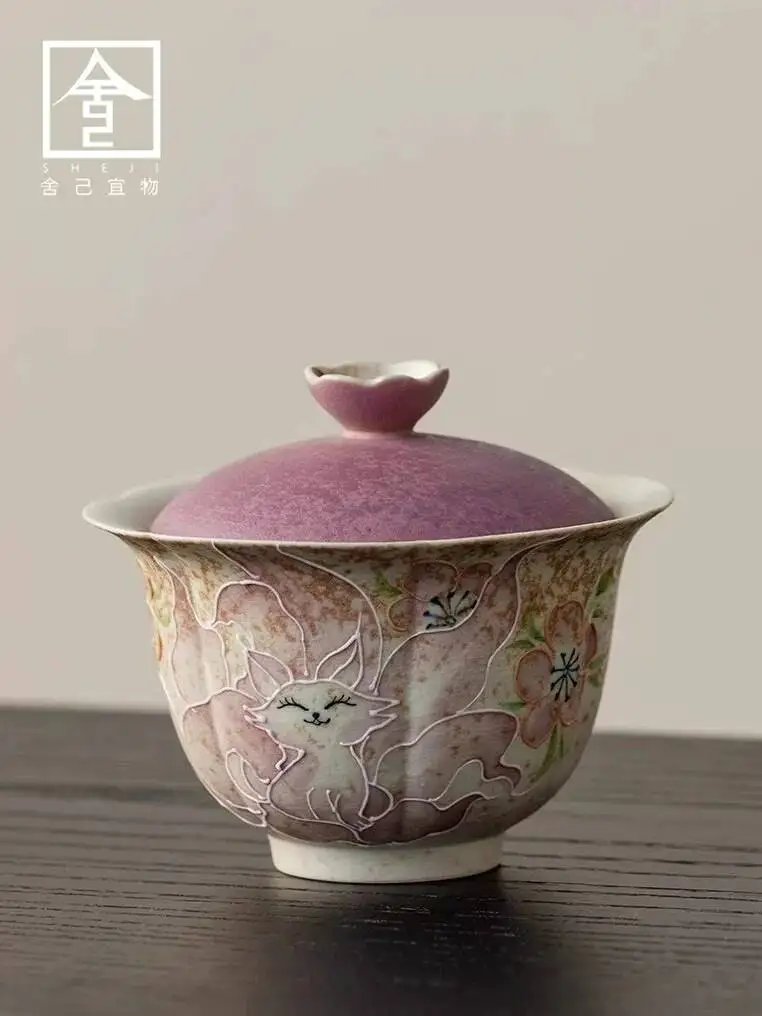 New Ceramic Hand-Painted Nine-Tailed Fox Gaiwan For Home Use, Light Luxury Bowl, Chinese Retro Brewing Vessel, Cup, Tea Set
New Ceramic Hand-Painted Nine-Tailed Fox Gaiwan For Home Use, Light Luxury Bowl, Chinese Retro Brewing Vessel, Cup, Tea Set