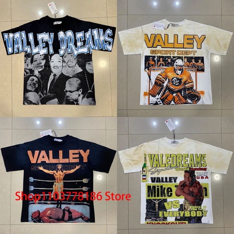 25SS New High Quality Portrait Print VALLEY T-shirt Loose Casual Short Sleeve Men's Round Neck Tops Vale T Shirts Streetwear
25SS New High Quality Portrait Print VALLEY T-shirt Loose Casual Short Sleeve Men's Round Neck Tops Vale T Shirts Streetwear