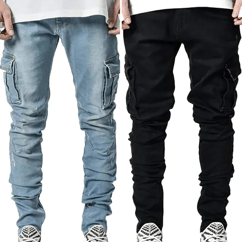2024 New Cargo Jeans Men Streetwear Pants Multi-Pocket Black Slim Small Foot Casual Trousers Cargo Pants Men Blue
2024 New Cargo Jeans Men Streetwear Pants Multi-Pocket Black Slim Small Foot Casual Trousers Cargo Pants Men Blue