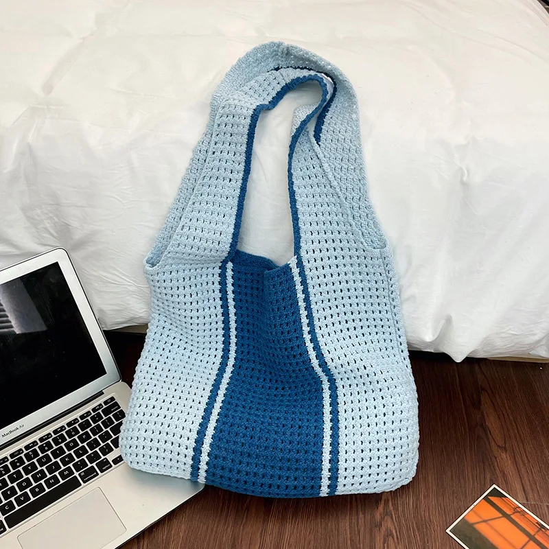Casual Soft Knit Hollow Shoulder Bags for Women Large Capacity Ladies Seaside Woven Tote Vest Bag Contrast Color Girls Handbag
Casual Soft Knit Hollow Shoulder Bags for Women Large Capacity Ladies Seaside Woven Tote Vest Bag Contrast Color Girls Handbag