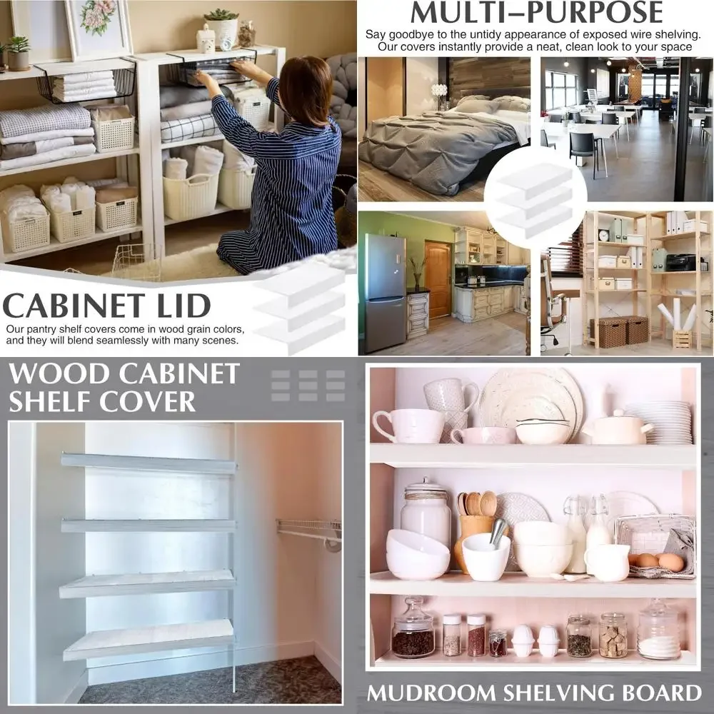 White 3-Piece Wood Shelf Covers for 30x16 Inch Wire Shelves - Removable for Closet and Kitchen Organization
White 3-Piece Wood Shelf Covers for 30x16 Inch Wire Shelves - Removable for Closet and Kitchen Organization