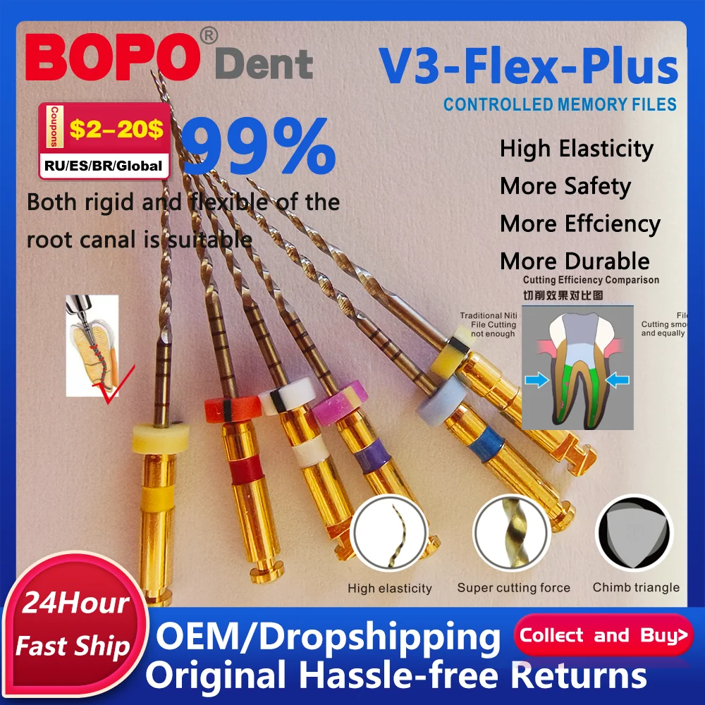 6Pcs/Box Dental Endodontic Files Heat-Treated NiTi Rotary Tool Superior PLUS Root Canal Care Super Anti-breaking Force dentistry
6Pcs/Box Dental Endodontic Files Heat-Treated NiTi Rotary Tool Superior PLUS Root Canal Care Super Anti-breaking Force dentistry