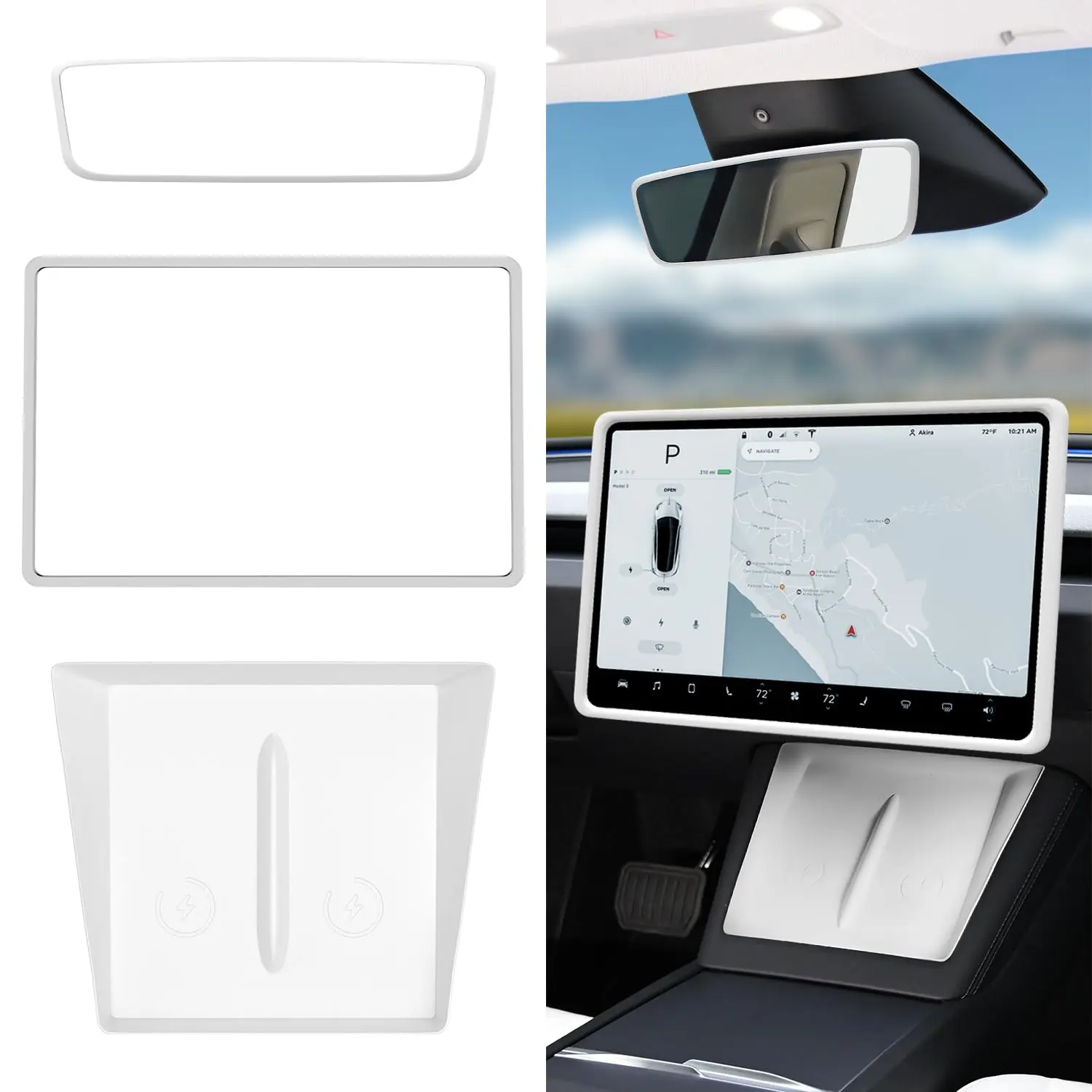 White Trim Set For Model Y 16 Inch Screen, Rearview Mirror, And Wireless Charging Pad Protector (3 Pieces)
White Trim Set For Model Y 16 Inch Screen, Rearview Mirror, And Wireless Charging Pad Protector (3 Pieces)