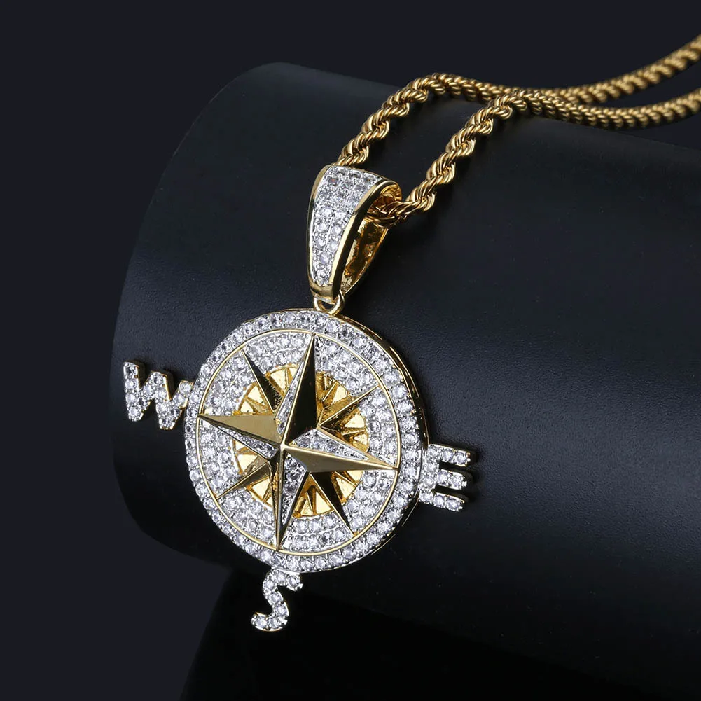 Hip Hop Brass Real Gold Plated Lab Diamond Iced Out Micro Pave Cubic Zircon Charm Necklaces Personalized Compass Pendant Jewelry
Hip Hop Brass Real Gold Plated Lab Diamond Iced Out Micro Pave Cubic Zircon Charm Necklaces Personalized Compass Pendant Jewelry