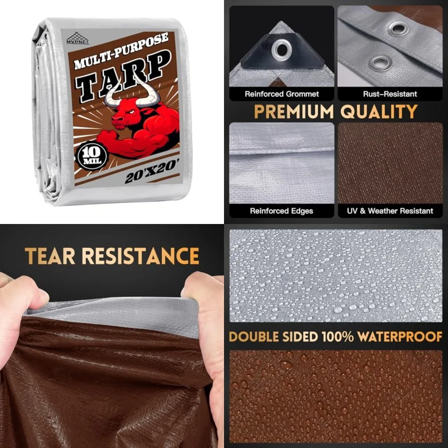 Tarp 20x20 Feet Heavy Duty 10mil 100 Waterproof High Durability Multipurpose Outdoor Tarpaulin, Uv Resistant, for Courtyards, C
Tarp 20x20 Feet Heavy Duty 10mil 100 Waterproof High Durability Multipurpose Outdoor Tarpaulin, Uv Resistant, for Courtyards, C