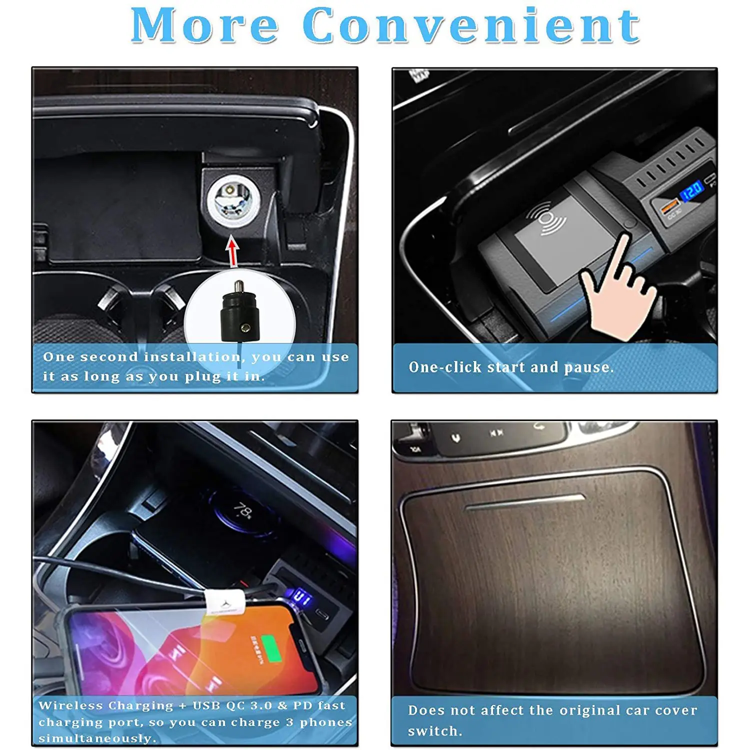 QI Wireless Car Charger For Benz C-Class GLC 2016-2021 Accessories 15W Phone Charging Pad With Fast Charging USB PD Port
QI Wireless Car Charger For Benz C-Class GLC 2016-2021 Accessories 15W Phone Charging Pad With Fast Charging USB PD Port