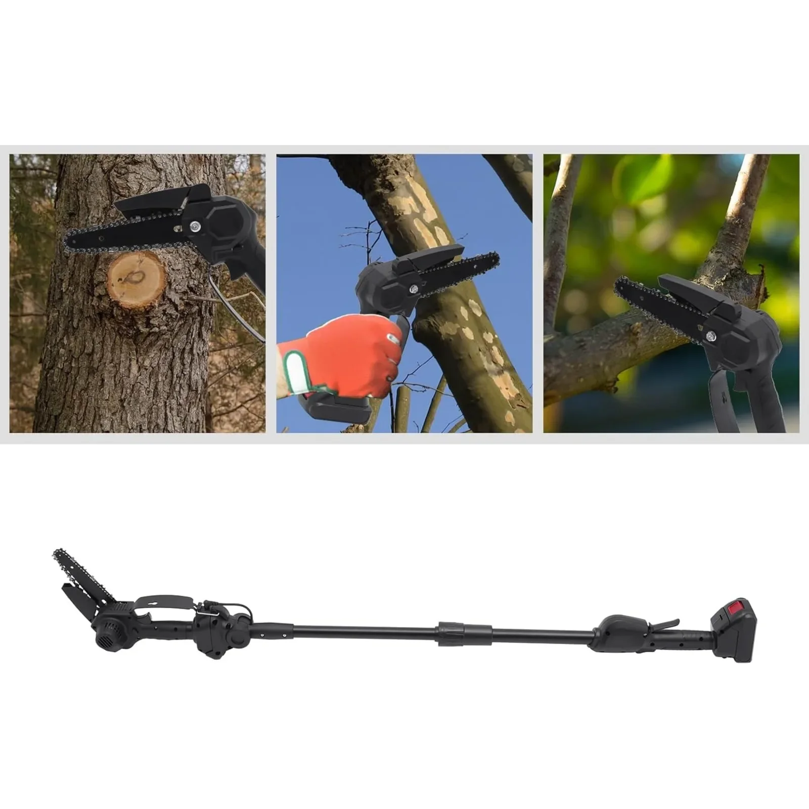 2-in-1 Cordless Pole Saw,Mini Electric Chainsaw 21V 1.0AH Battery Powered Pole Saw,for Wood Cutting,Garden Trimming,Tree Pruning
2-in-1 Cordless Pole Saw,Mini Electric Chainsaw 21V 1.0AH Battery Powered Pole Saw,for Wood Cutting,Garden Trimming,Tree Pruning