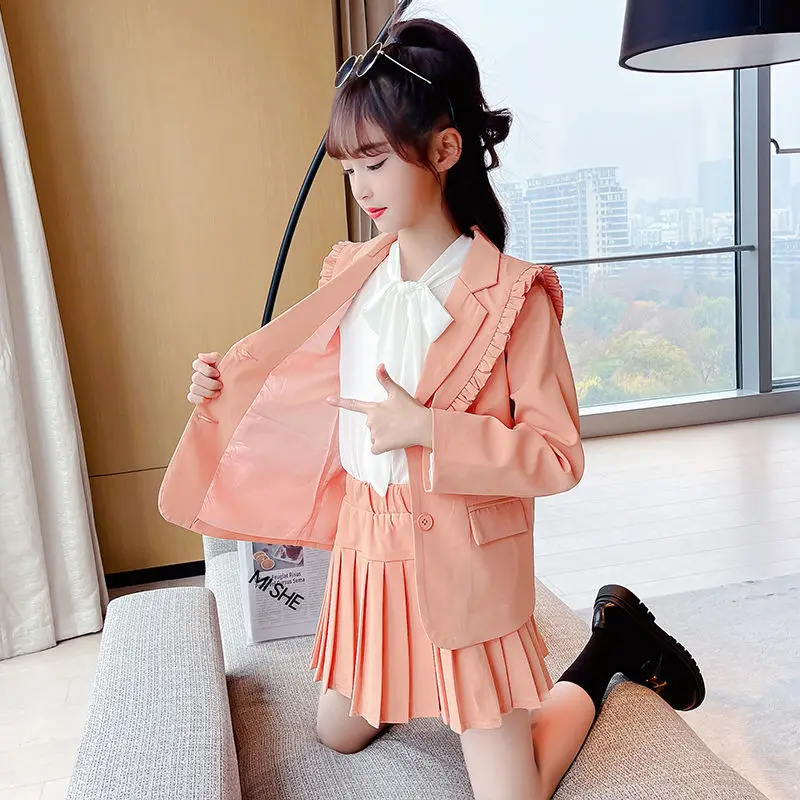 2023 Girls Spring and Autumn JK Suit Set Children Blazer Shirts Skirts Clothing Set Kids Party Dance Performance Costume A68
2023 Girls Spring and Autumn JK Suit Set Children Blazer Shirts Skirts Clothing Set Kids Party Dance Performance Costume A68