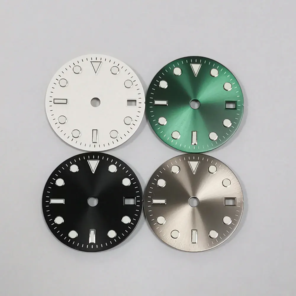 New Sterile 29MM Logoless GMT Four Pin Dial Accessory With Green Glow Lettering Fit For Japanese NH34 Movement 3/3.8/4.2 Crown
New Sterile 29MM Logoless GMT Four Pin Dial Accessory With Green Glow Lettering Fit For Japanese NH34 Movement 3/3.8/4.2 Crown