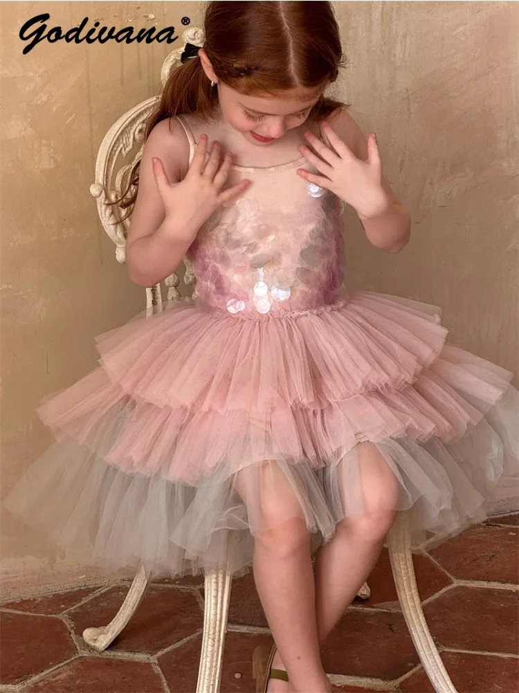 2026 New Summer Little Girls Sweet Mermaid Princess Dress Birthday Party Dresses Handmade Bead Gradient Mesh Sleeveless Ballgown
2026 New Summer Little Girls Sweet Mermaid Princess Dress Birthday Party Dresses Handmade Bead Gradient Mesh Sleeveless Ballgown