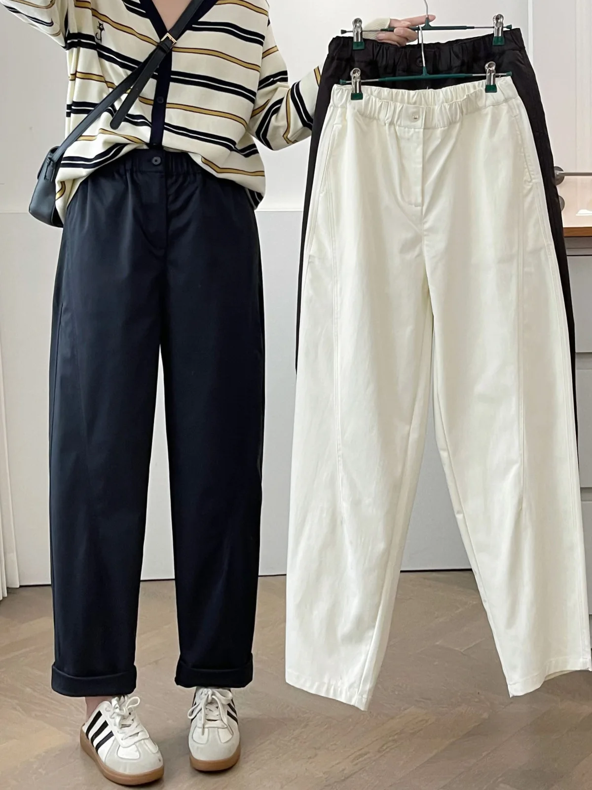 Loose Casual Harlan Pants Wide Leg Trousers Korean Style plus Size Women's Autumn Fashion Workwear Polyester Fiber Straight Cut
Loose Casual Harlan Pants Wide Leg Trousers Korean Style plus Size Women's Autumn Fashion Workwear Polyester Fiber Straight Cut