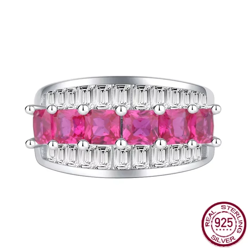 Personalized European and American Artificial Red Diamond Ring Inlaid with 925 Sterling Silver Fashion Design Wedding Jewelry 
Personalized European and American Artificial Red Diamond Ring Inlaid with 925 Sterling Silver Fashion Design Wedding Jewelry