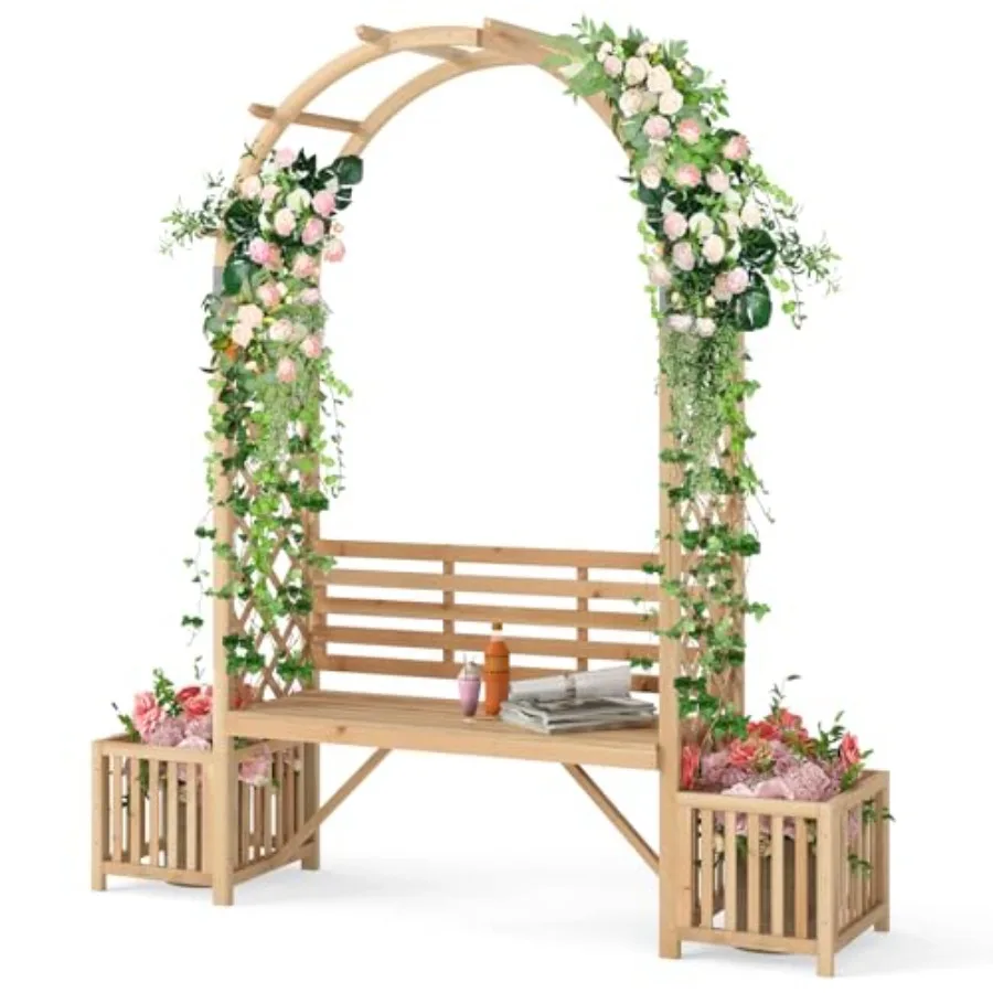 Outdoor bench with garden arch planters: wooden pergola archway for climbing plants decorative arbor for backyard lawnarched na
Outdoor bench with garden arch planters: wooden pergola archway for climbing plants decorative arbor for backyard lawnarched na