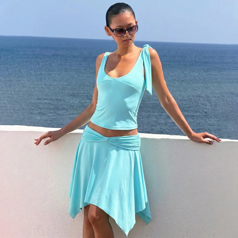 Tsiisd Summer 2 Piece Skirt Outfit Women Backless Asymmetrical Elegant Beach Vacation Streetwear Fashion Party Matching Sets New
Tsiisd Summer 2 Piece Skirt Outfit Women Backless Asymmetrical Elegant Beach Vacation Streetwear Fashion Party Matching Sets New