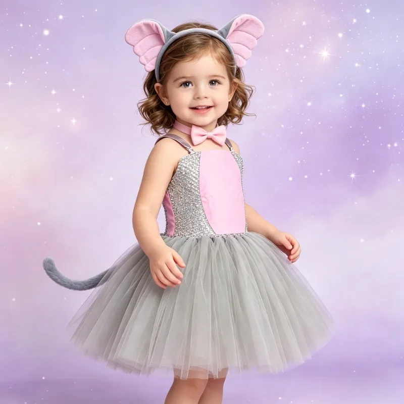 Gray Elephant Girls' Tulle Dress, Cartoon Animal Fluffy Tutu Skirt, Stage Princess Dress for Children's Day and Halloween
Gray Elephant Girls' Tulle Dress, Cartoon Animal Fluffy Tutu Skirt, Stage Princess Dress for Children's Day and Halloween