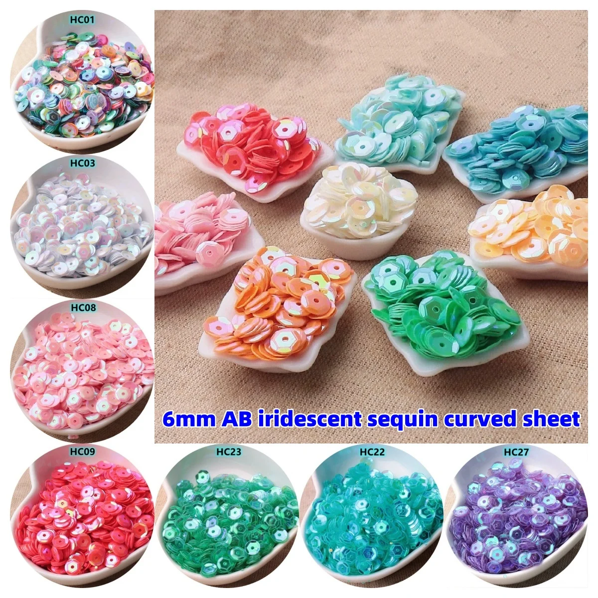 1000pcs 6mm AB iridescent sequins, curved pieces, circular concave pieces, bead pieces, DIY hand sewn clothing accessories
1000pcs 6mm AB iridescent sequins, curved pieces, circular concave pieces, bead pieces, DIY hand sewn clothing accessories