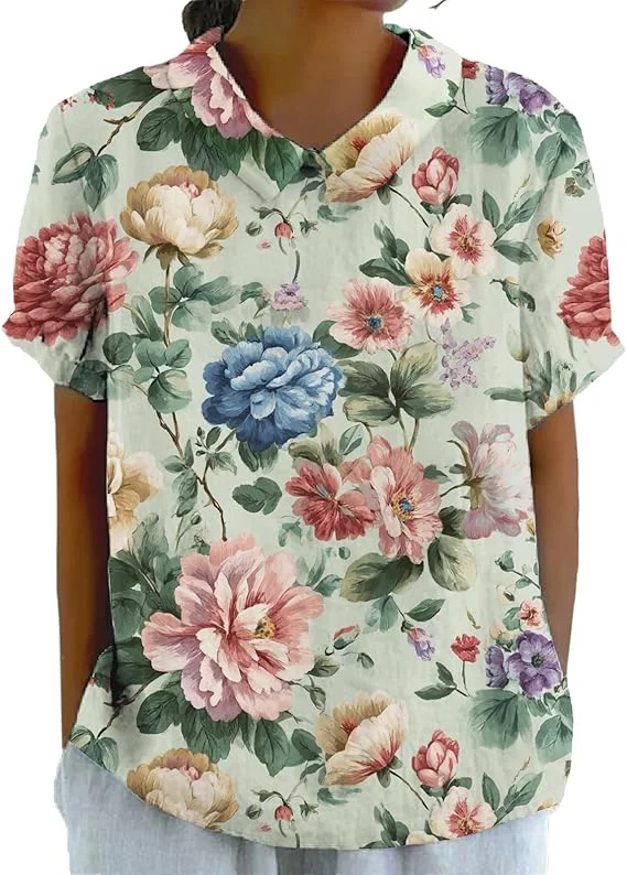 Blouses for Women Dressy Casual Lapel Collar Shirts Unique Print Tee Casual Short Sleeve Boho Tops 
Blouses for Women Dressy Casual Lapel Collar Shirts Unique Print Tee Casual Short Sleeve Boho Tops
