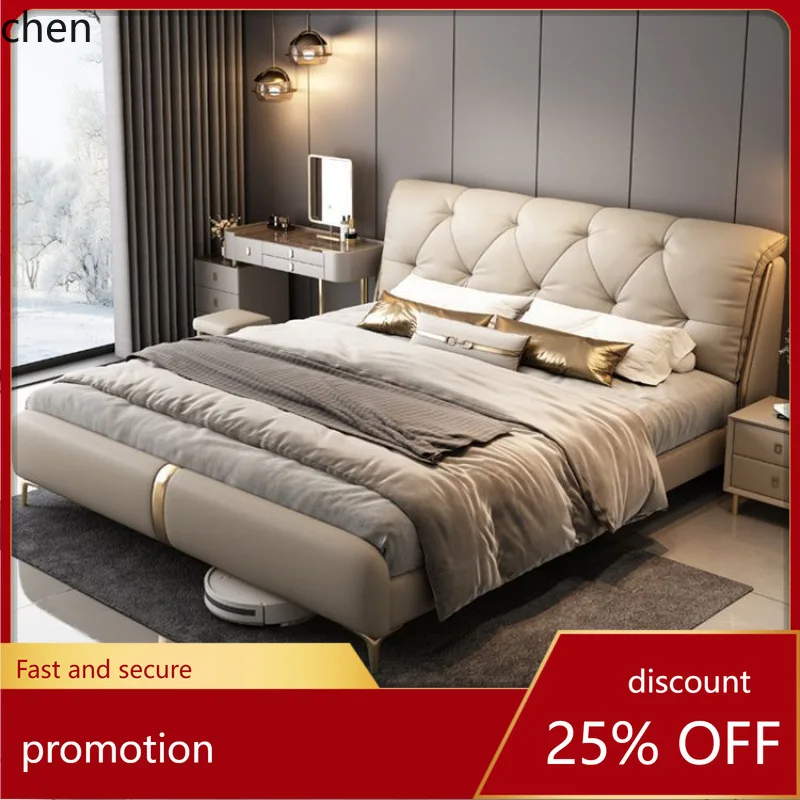 HT New Genuine Leather Bed with Soft Backrest, Master Bedroom Double Bed, Luxurious Wedding Bed with Storage, Cream Style
HT New Genuine Leather Bed with Soft Backrest, Master Bedroom Double Bed, Luxurious Wedding Bed with Storage, Cream Style