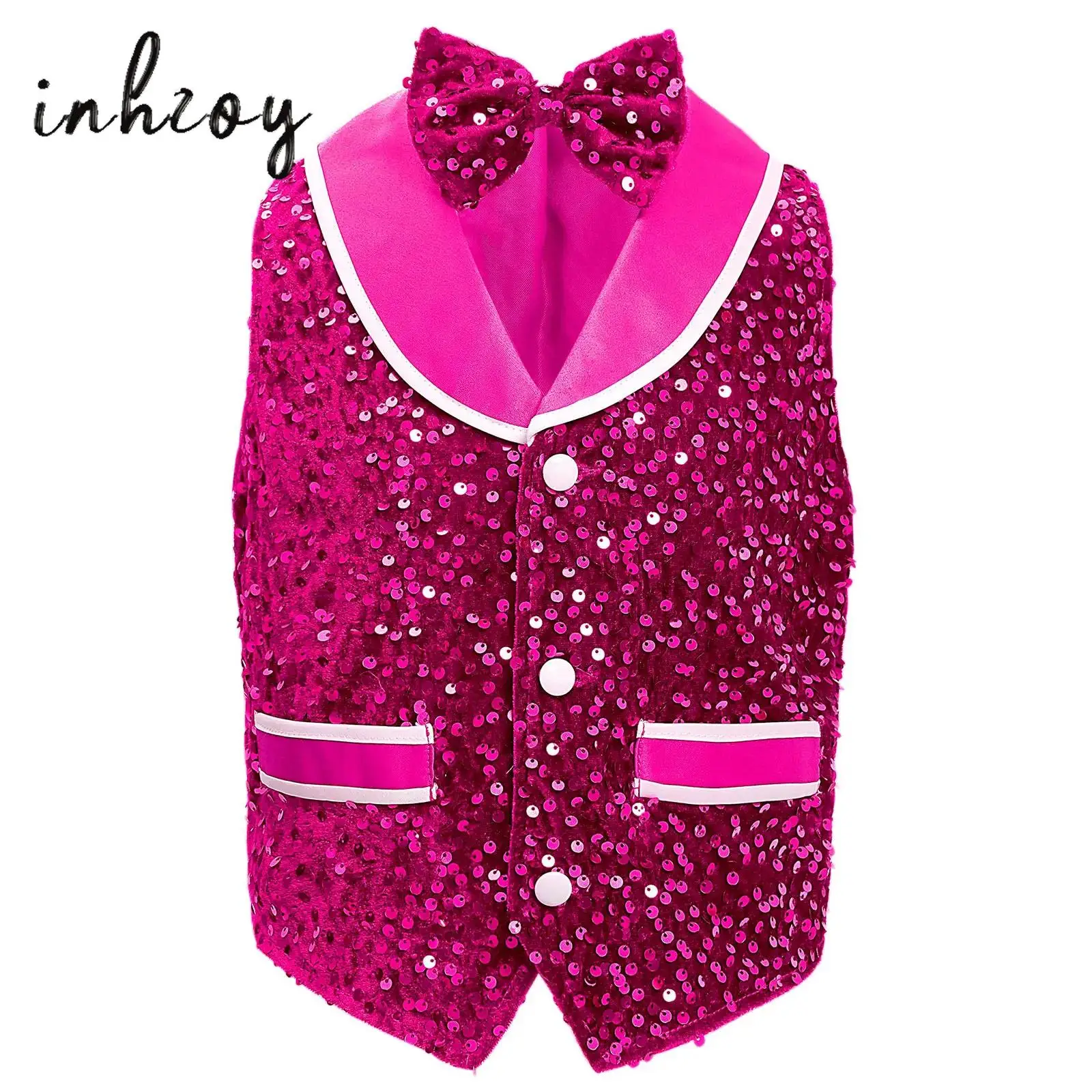 Kids Boys Girls Jazz Dance Vest Tops Sparkling Sequins Irregular Hem Velvet Waistcoat+Bowtie Gentleman Suit Party Performance
Kids Boys Girls Jazz Dance Vest Tops Sparkling Sequins Irregular Hem Velvet Waistcoat+Bowtie Gentleman Suit Party Performance