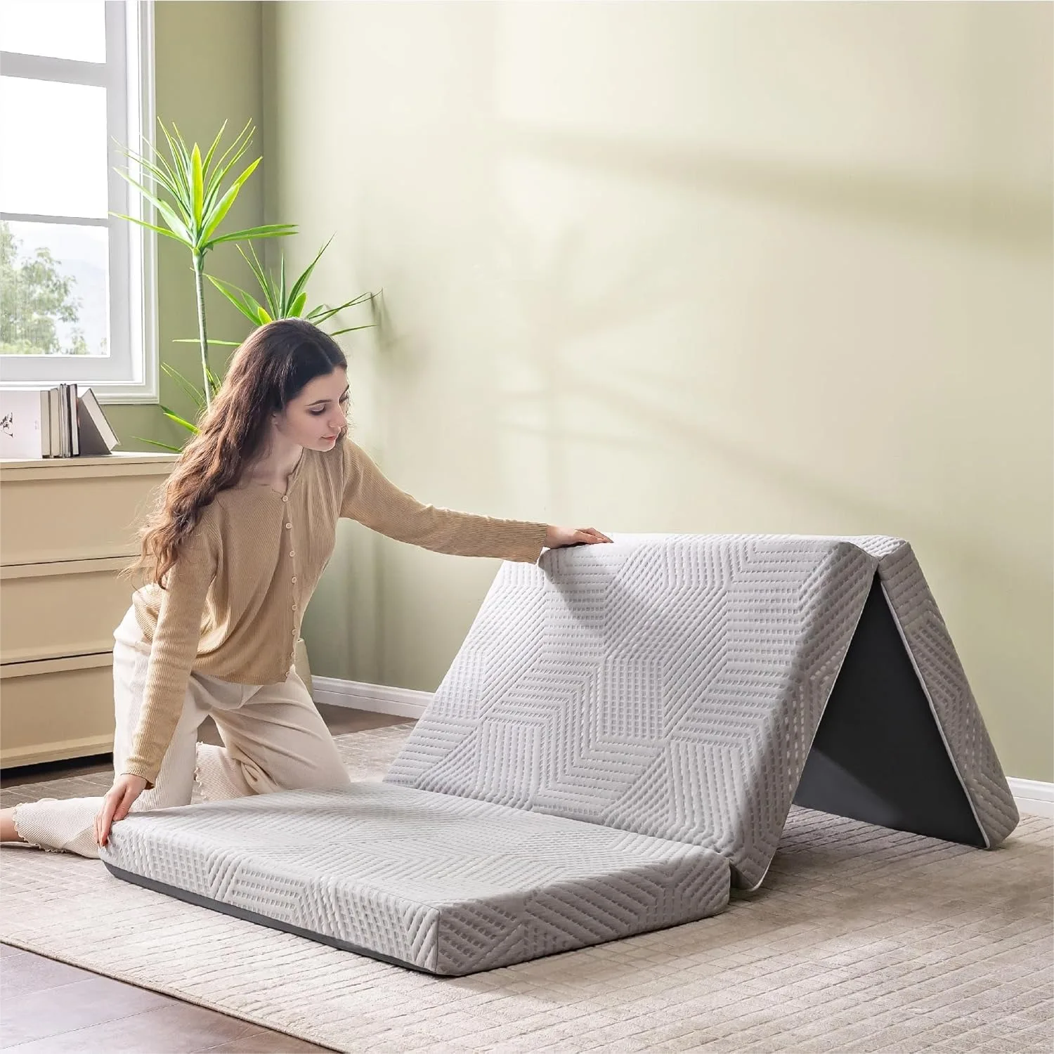 Tri Folding Mattress 4 Inch Single with Memory Foam for Camping Guest Bed, Washable Cover & Non-Slip Bottom, 75x25x4 Grey
Tri Folding Mattress 4 Inch Single with Memory Foam for Camping Guest Bed, Washable Cover & Non-Slip Bottom, 75x25x4 Grey