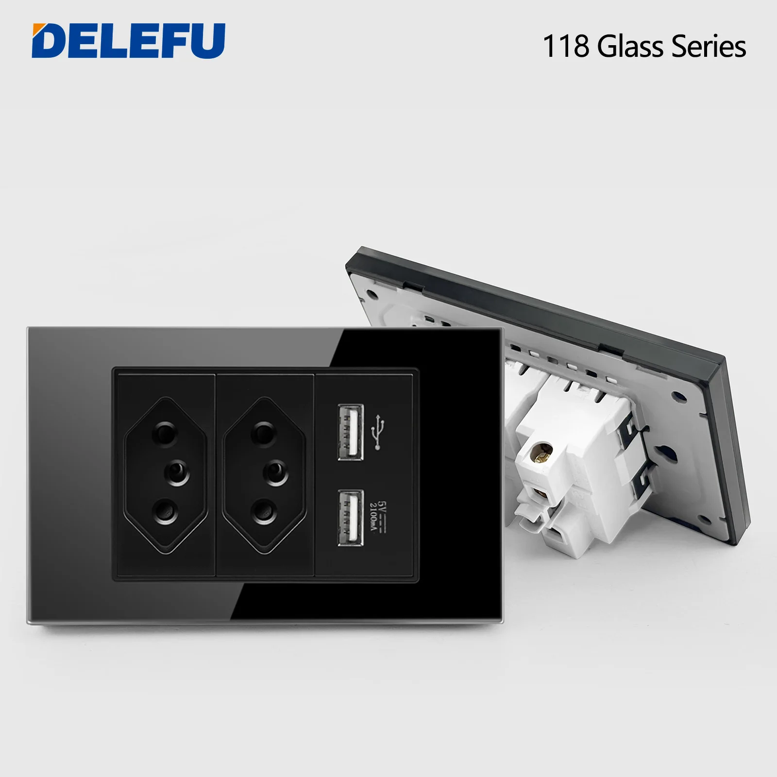 Розетка DELEFU Brazil Standard 4x2 из черного закаленного стекла, двойной USB-порт Type-C для зарядки, умный выключатель света Tuya WiFi, 10А/20А
Розетка DELEFU Brazil Standard 4x2 из черного закаленного стекла, двойной USB-порт Type-C для зарядки, умный выключатель света Tuya WiFi, 10А/20А