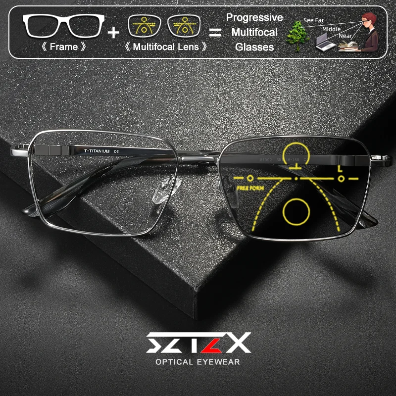 SZTZX Men Oversize Square Frame Design Photochromic Prescription Glasses Pure Titanium Anti Blue Ray Progressive Optical Eyeware
SZTZX Men Oversize Square Frame Design Photochromic Prescription Glasses Pure Titanium Anti Blue Ray Progressive Optical Eyeware