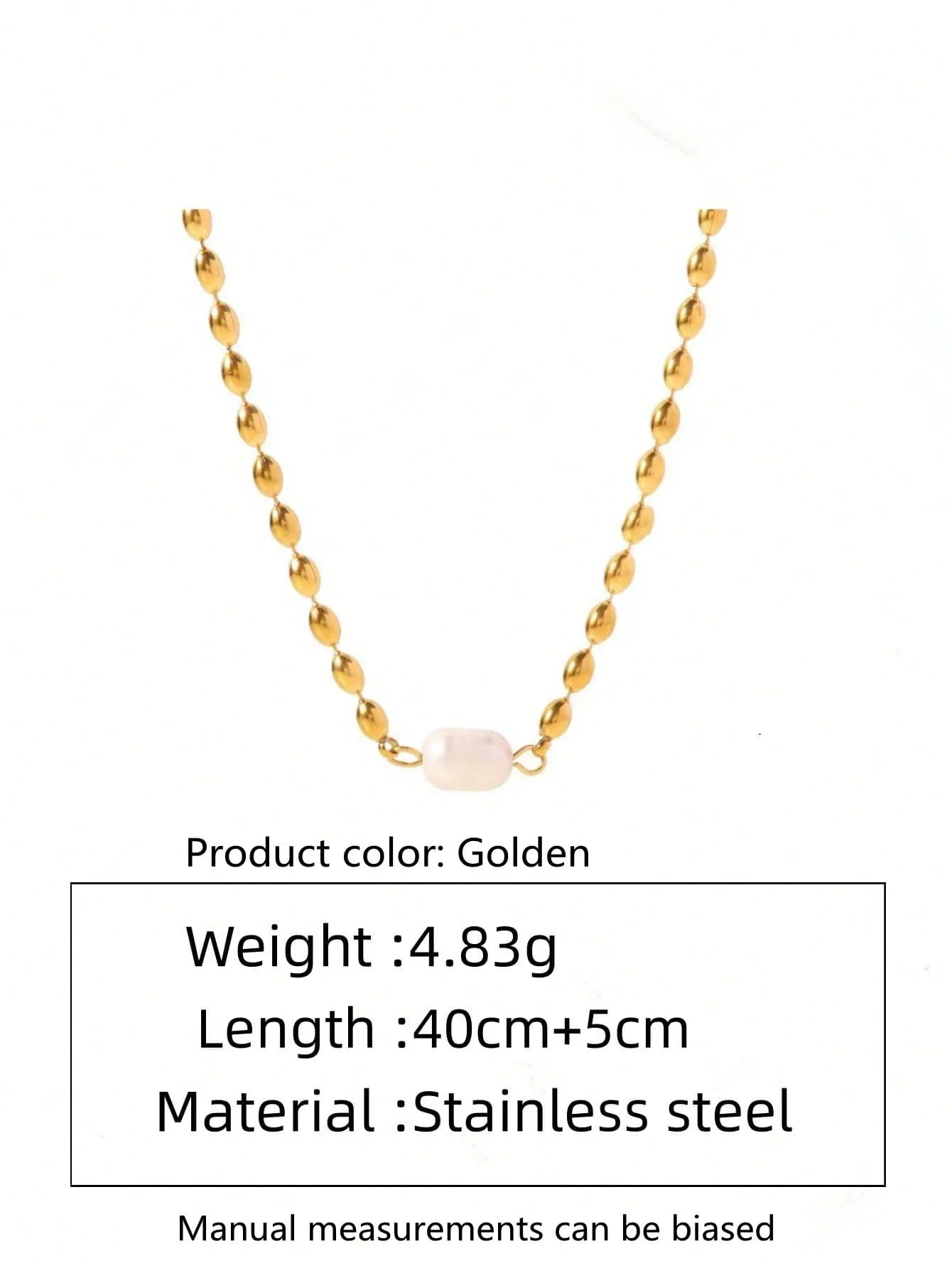 Golden Stainless Steel Bead Necklace With White Pearl For Women Dinner Wedding
Golden Stainless Steel Bead Necklace With White Pearl For Women Dinner Wedding