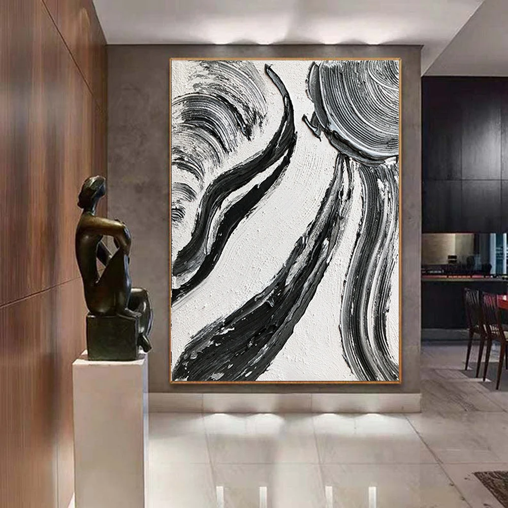 Handmade Oil Painting Palette Knife Abstract Painting Large White Black Textured Painting Minimalist Wall Art For Living Room
Handmade Oil Painting Palette Knife Abstract Painting Large White Black Textured Painting Minimalist Wall Art For Living Room