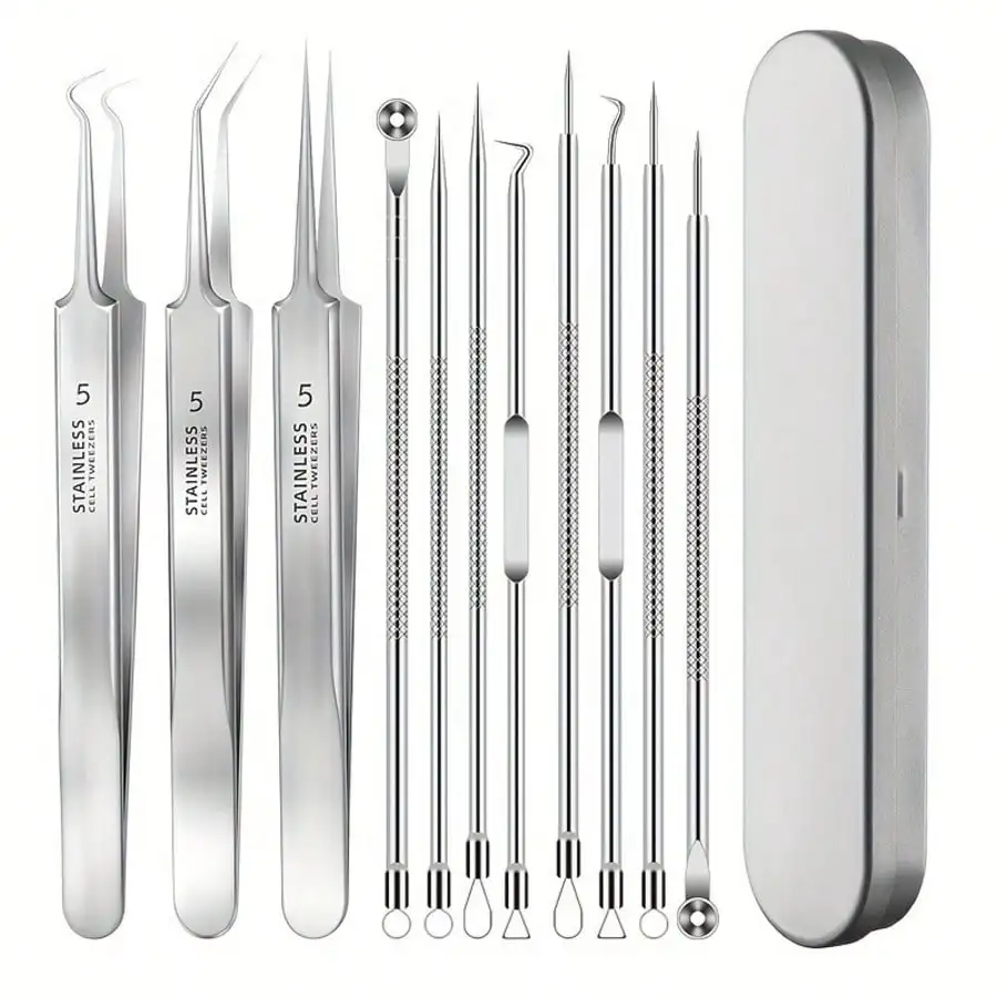 8pcs/11pcs German Super Sharp Pimple Tweezers, Blemish Needle Set For Pimple And Blackhead Removal - Professional Beauty Tool For Facial Care
8pcs/11pcs German Super Sharp Pimple Tweezers, Blemish Needle Set For Pimple And Blackhead Removal - Professional Beauty Tool For Facial Care