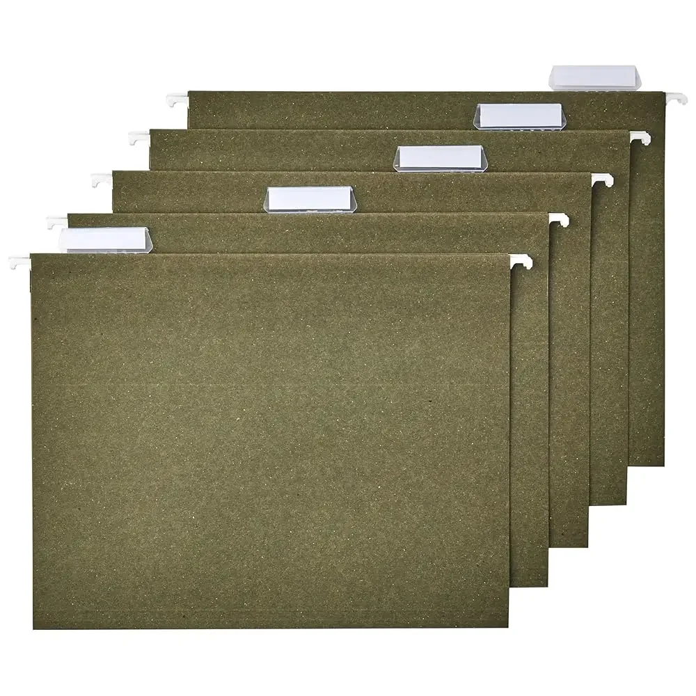Hanging File Folders for Documents, Letter Size, 1/5-Cut Adjustable Tabs, Standard Green, 75 Count per Box
Hanging File Folders for Documents, Letter Size, 1/5-Cut Adjustable Tabs, Standard Green, 75 Count per Box
