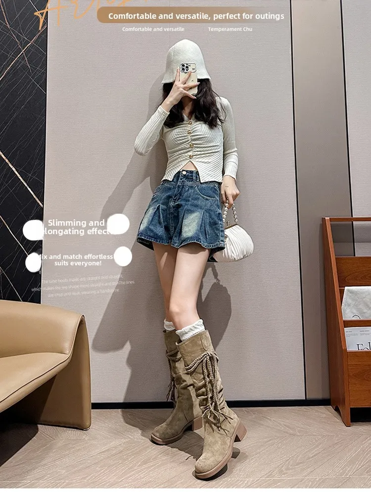 Velvet Long Boots Women's Fat MM Western Knight Boots High Tube Winter Fashion Boots round Toe mid Heel Rubber Outsole
Velvet Long Boots Women's Fat MM Western Knight Boots High Tube Winter Fashion Boots round Toe mid Heel Rubber Outsole