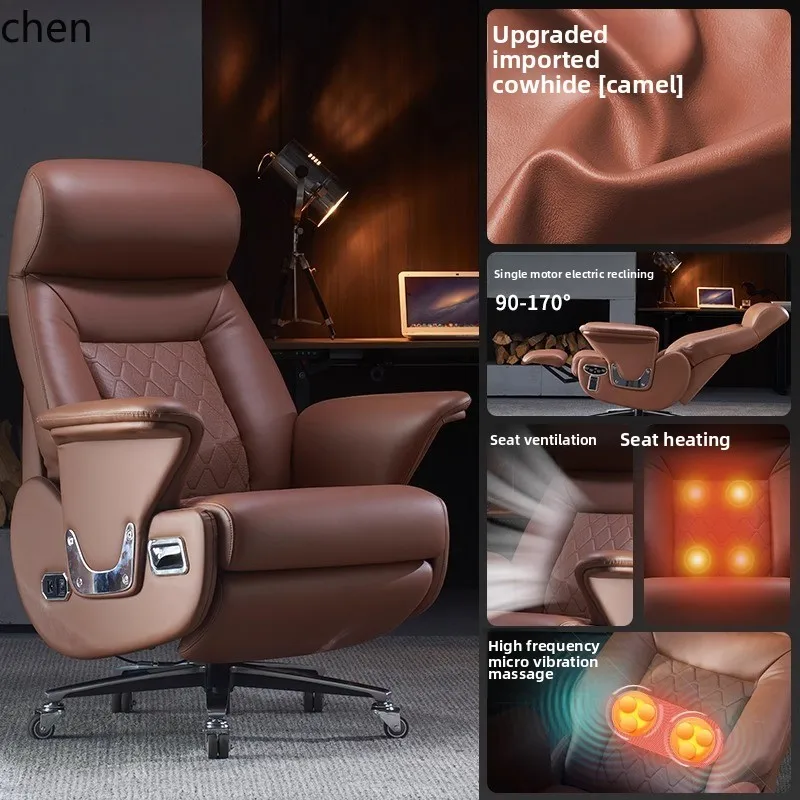 ZML electric reclining massage leather home high-end ventilated seat office chair cowhide chair
ZML electric reclining massage leather home high-end ventilated seat office chair cowhide chair