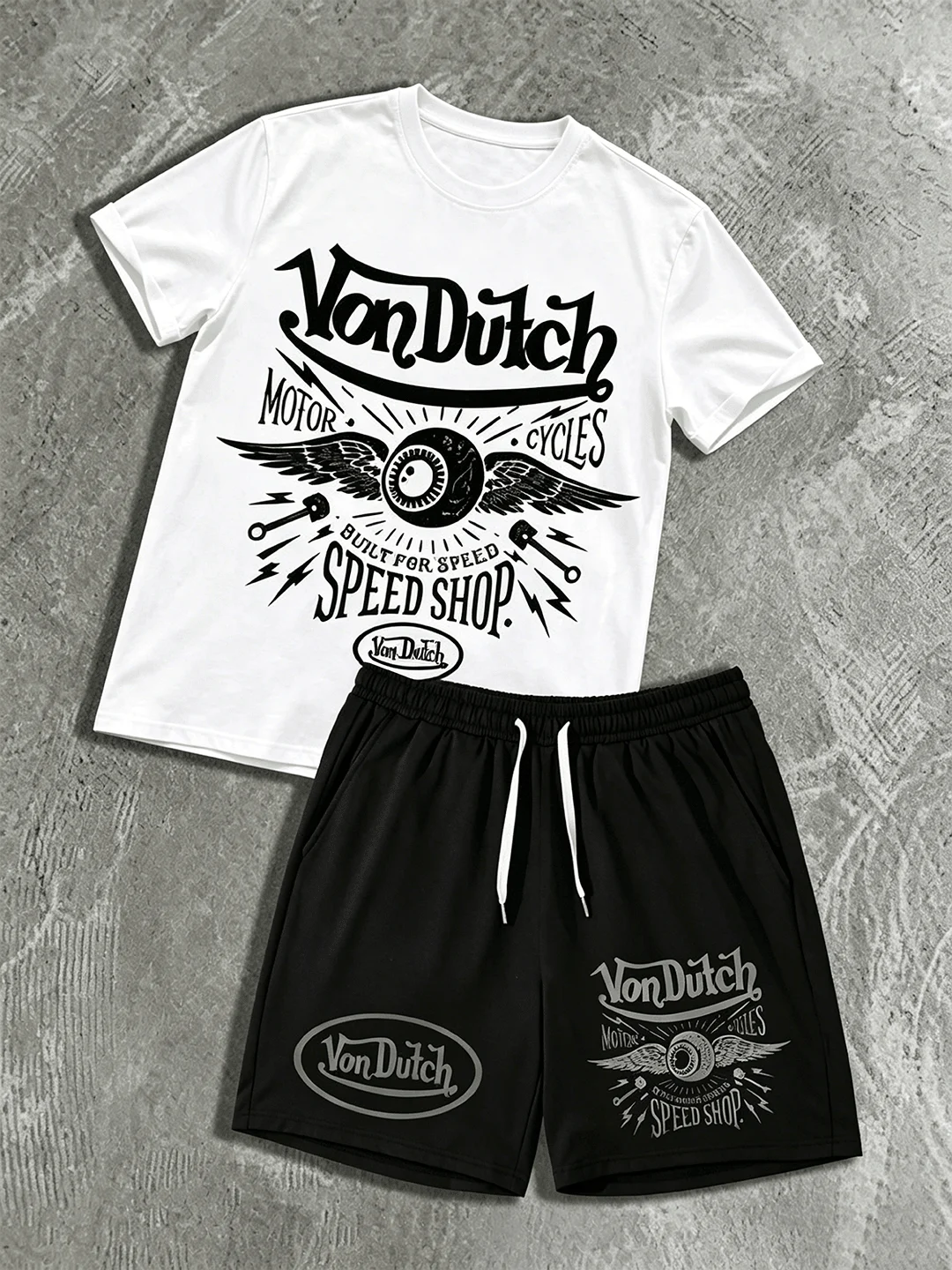 Mens White Vintage Motorcycle Graphic T-Shirt And Shorts Set Casual Streetwear
Mens White Vintage Motorcycle Graphic T-Shirt And Shorts Set Casual Streetwear