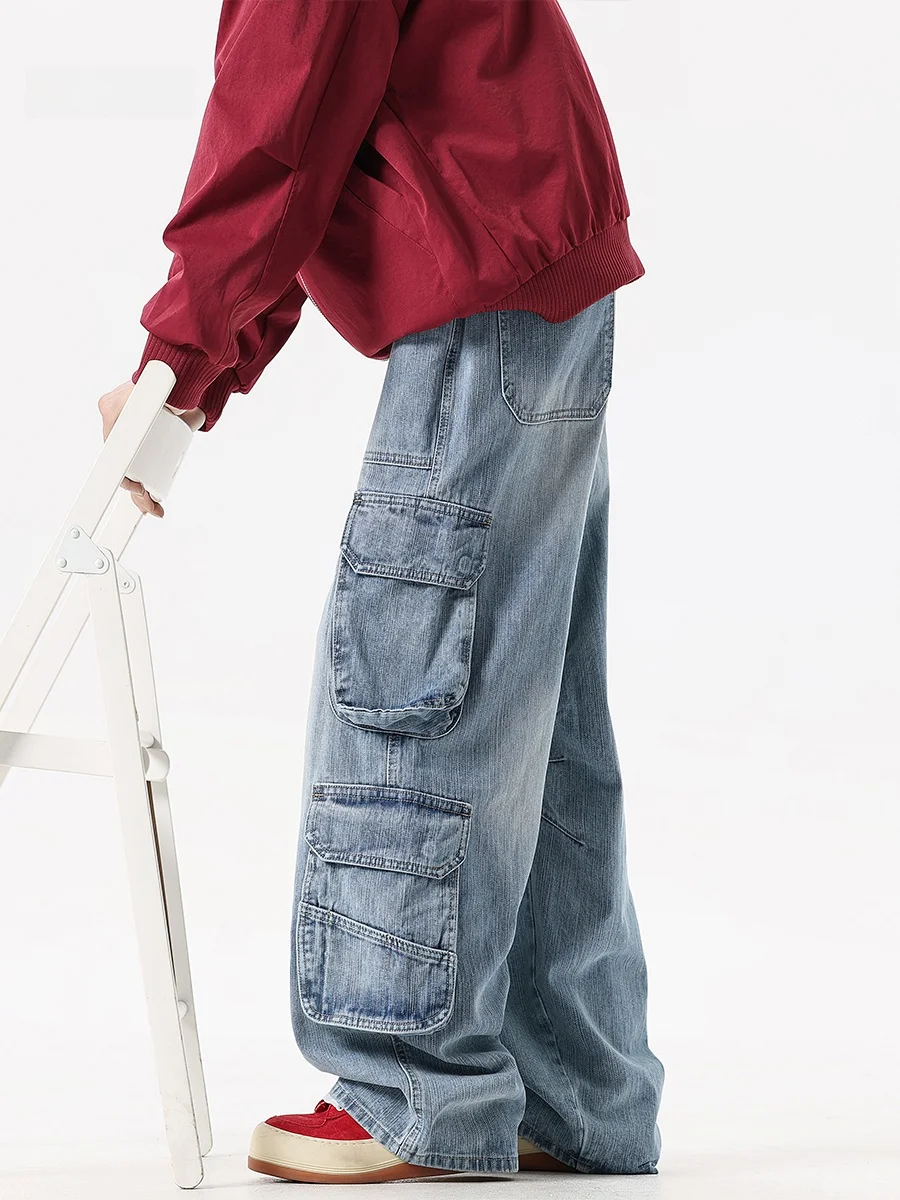 American Waed Thiened Men's Workwear Jeans Autumn Winter High Street Design Wide Leg Straight Cut Casual Trousers
American Waed Thiened Men's Workwear Jeans Autumn Winter High Street Design Wide Leg Straight Cut Casual Trousers