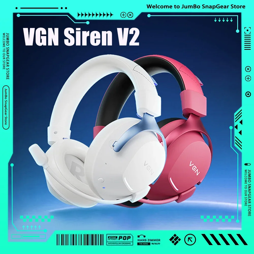 VGN Siren V2 Head-mounted Headset Gaming Headphone Bluetooth 2.4G Wireless Five-mode With Microphone E-sports Game Earphones
VGN Siren V2 Head-mounted Headset Gaming Headphone Bluetooth 2.4G Wireless Five-mode With Microphone E-sports Game Earphones